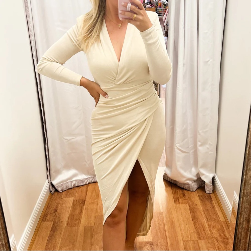 Mable Cream Shirring Dress
